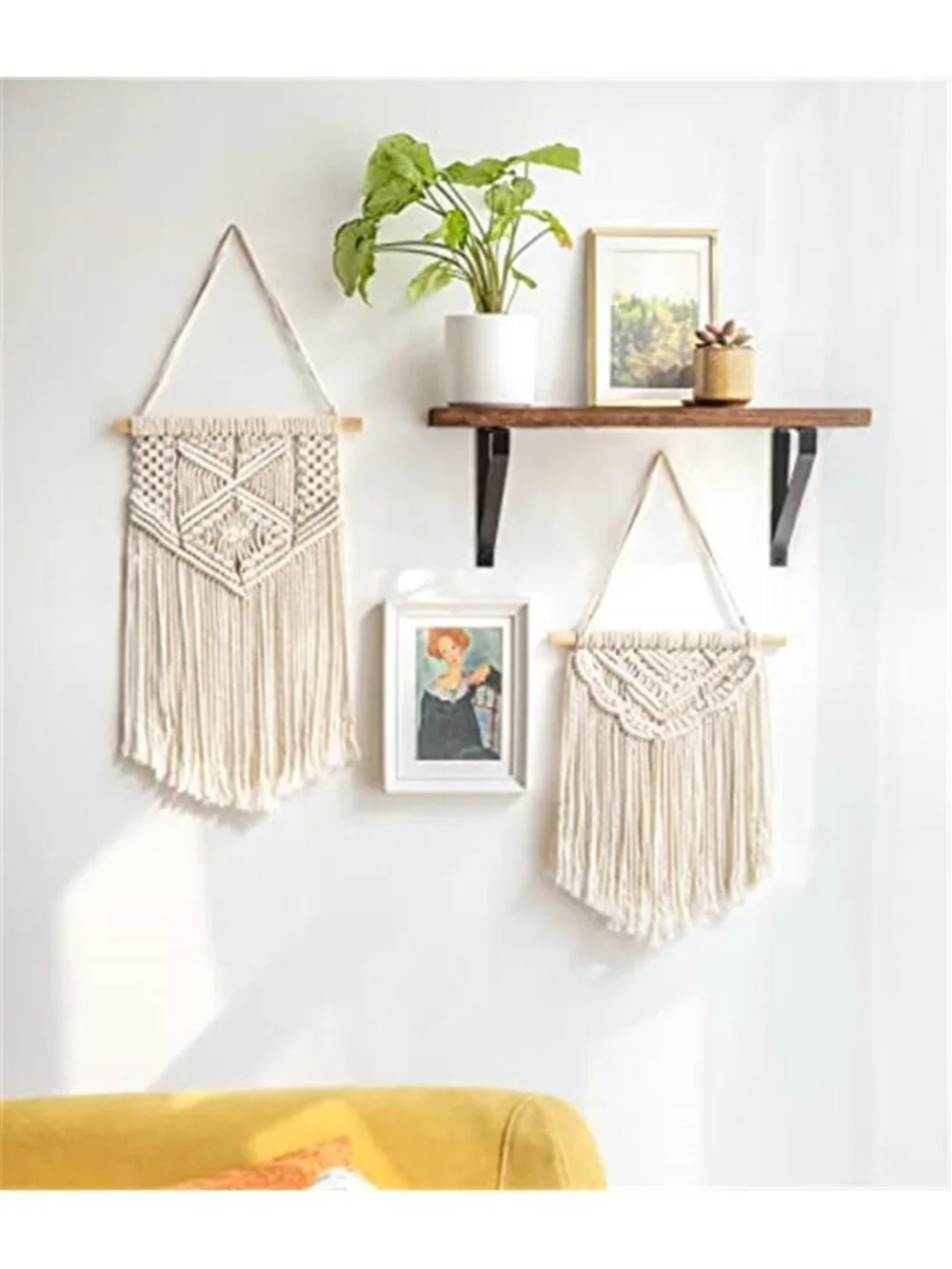 2 Pcs Macrame Wall Hanging Boho Wall Art Decor Woven Chic Bohemian Room Decor